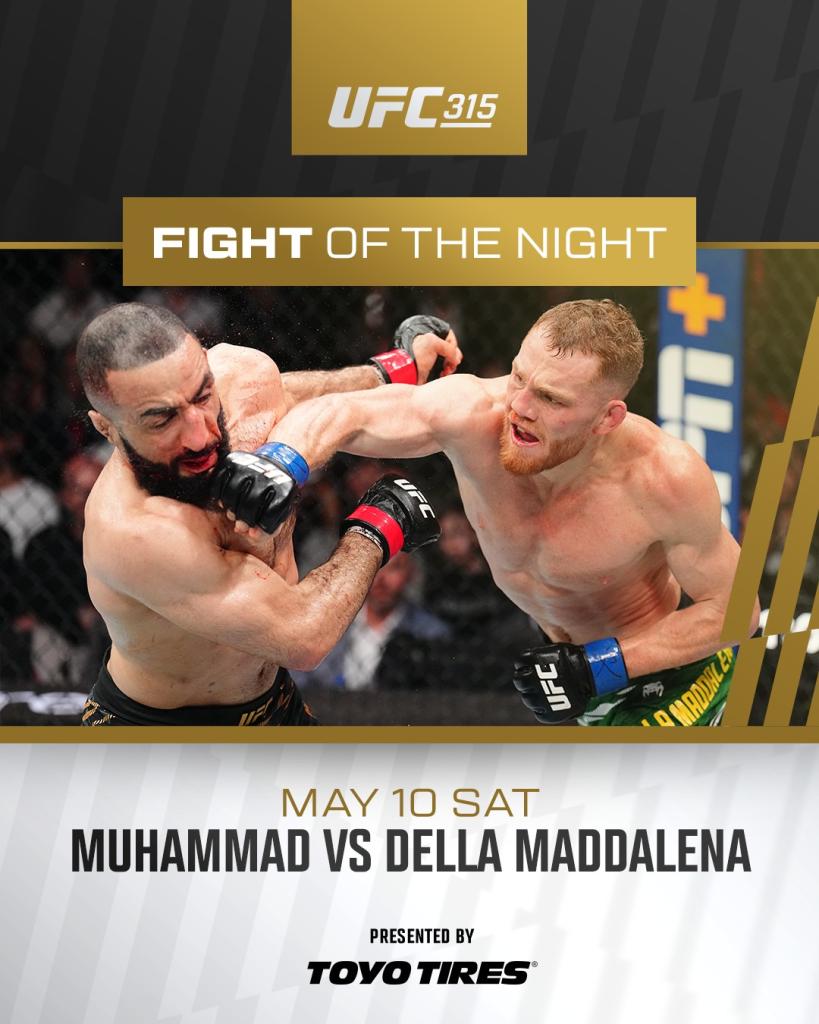 UFC 315 - Bonus de la soirée pour Barriault, Jasudavicius, Della Maddalena et Muhammad | Montreal