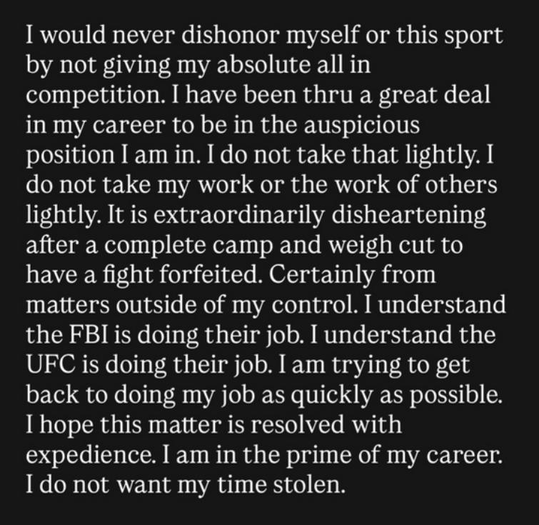 Alexander Hernandez sort du silence et clame son innocence après l'annulation de son combat | UFC 324