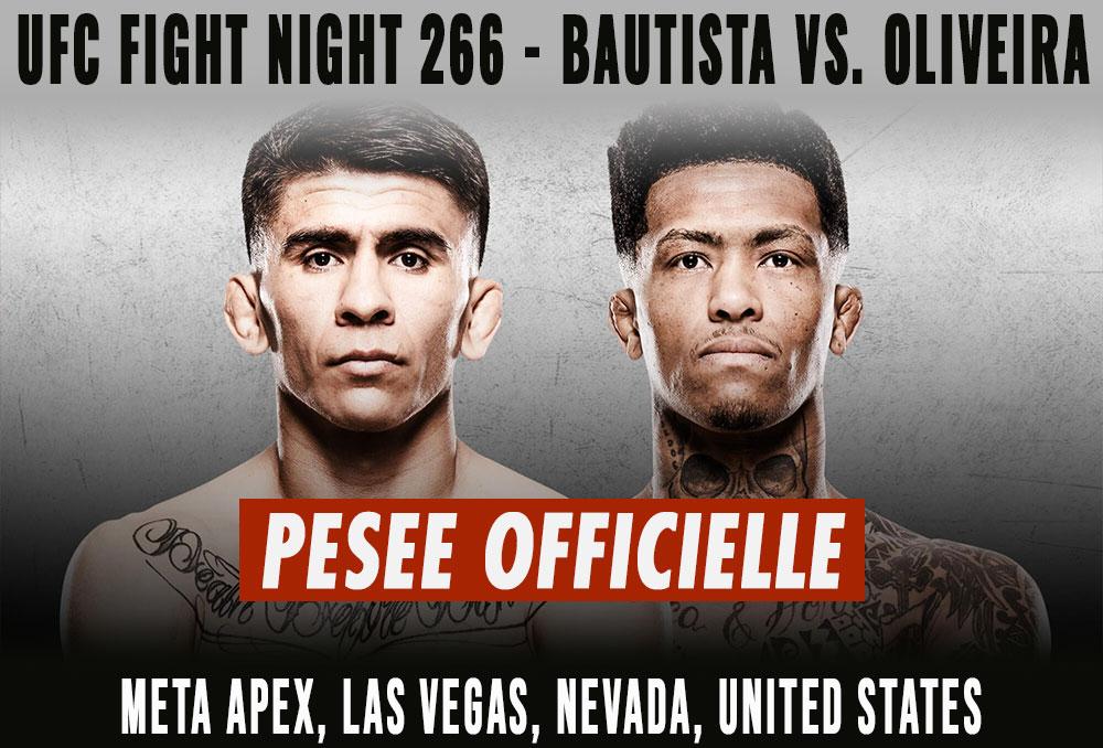 UFC Fight Night 266 - La pesée : résultats, vidéos, faceoffs | Las Vegas