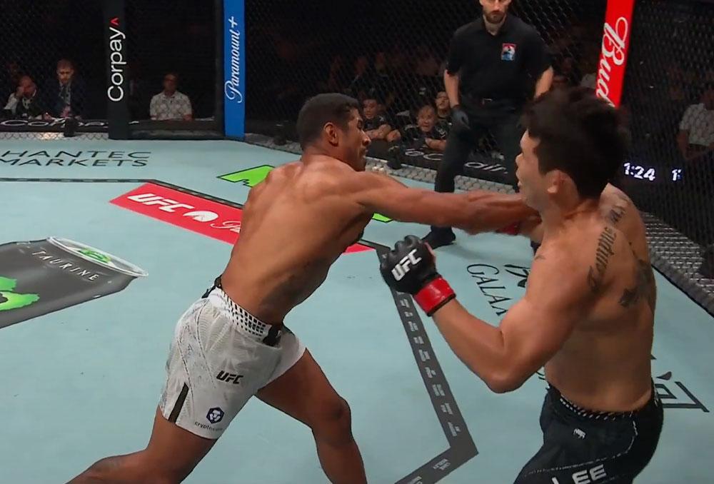 Luis Felipe Dias assomme YiSak Lee par TKO dès la première reprise pour son entrée dans l'organisation | UFC Fight Night 277