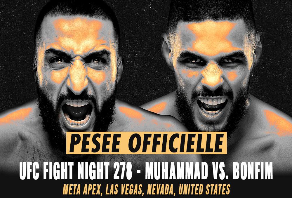 UFC Fight Night 278 - La pesée : résultats, vidéos, faceoffs | Las Vegas