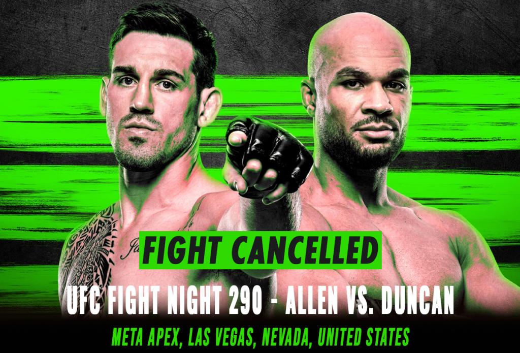 UFC Fight Night 290 - Combats annulés / reprogrammés | Las Vegas