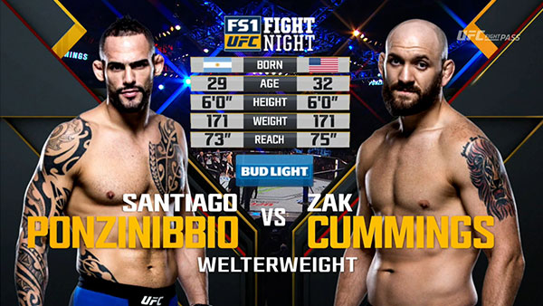 Santiago Ponzinibbio contre Zak Cummings